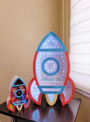 Cohete 3D decoración y caja