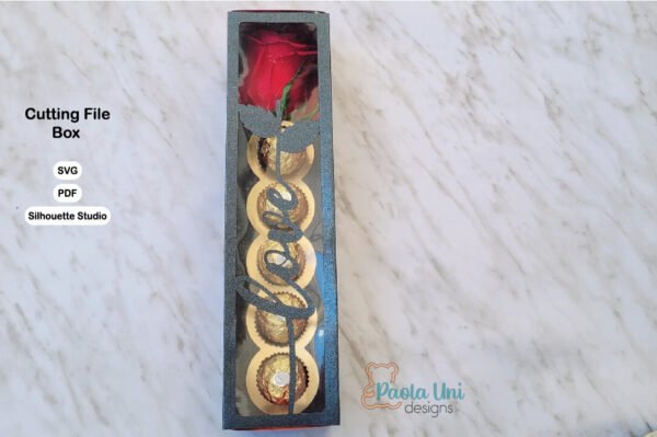Caja para rosa y chocolates - Imagen 2