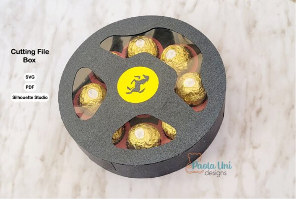 Archivo digital caja en forma de volante con soporte de chocolates incluye logos - Imagen 2