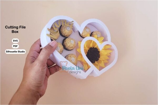 Digital Caja Corazón con soporte para chocolates - Imagen 3