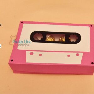 Archivo digital para recortar y armar caja en forma de cassette con soporte de chocolates