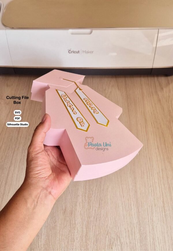 Archivo para recortar y armar caja en forma de traje de graduacion, toga con soporte de chocolate - Imagen 2