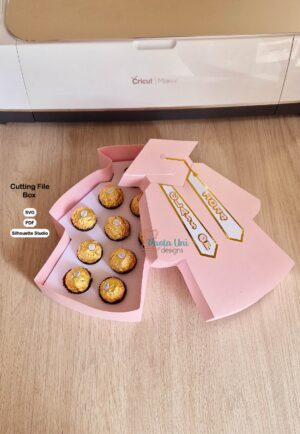 Archivo para recortar y armar caja en forma de traje de graduacion, toga con soporte de chocolate