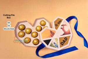 Archivo digital para recortar y armar caja en forma de corazón con soporte de chocolates