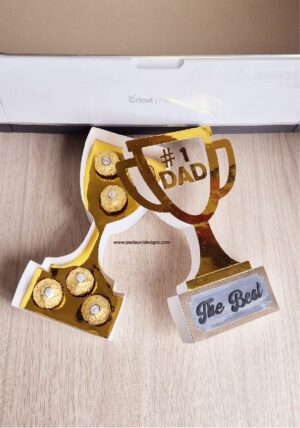 Archivo digital para recortar y armar caja en forma de trofeo, cumpleaños dia del padre