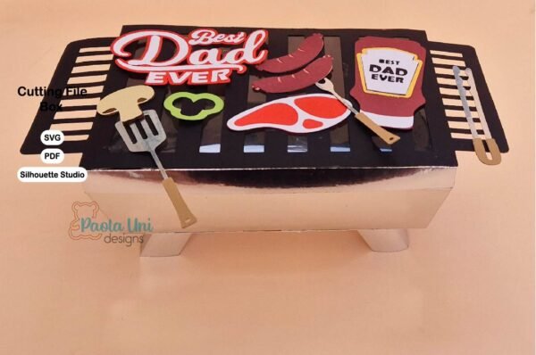 Archivo digital para recortar y armar caja en forma de parrilla asador bbq - Imagen 2