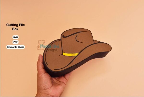 Archivo digital para recortar y armar caja en forma de sombrero con soporte de chocolates - Imagen 3