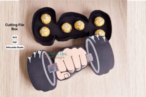 Archivo digital para recortar y armar caja en forma de pesas para cumpleaños, dia del padre