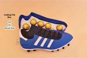 Archivo digitall para recortar y armar caja en forma de zapato de futbol con soporte de chocolates
