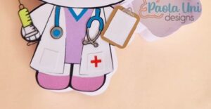 Archivo para recortar y armar caja en forma de doctora gatita