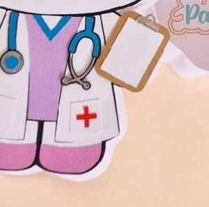 Archivo para recortar y armar caja en forma de doctora gatita