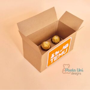 Archivo digital para recortar y armar caja con soporte de chocolates, personaliza a tu gusto