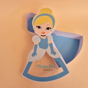 Archivo digital para recortar y armar caja en forma de princesa