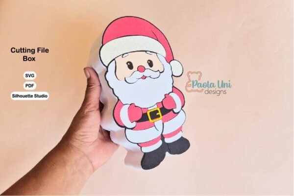 Archivo digital para recortar y armar caja en forma de Santa Claus - Imagen 2