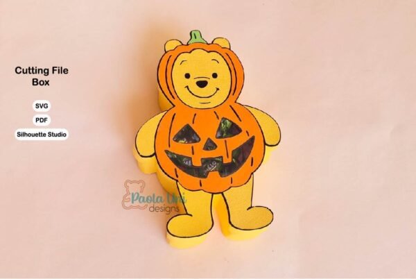 Archivo digital para recortar y armar caja en forma de Winnie the pooh - Imagen 2