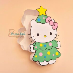 Archivo para recortar y armar caja en forma de kitty árbol