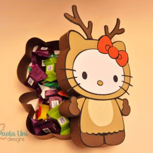 Archivo para recortar y armar caja en forma de kitty reno