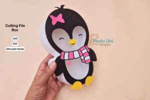 Archivo para recortar y armar caja en forma de Pingüino