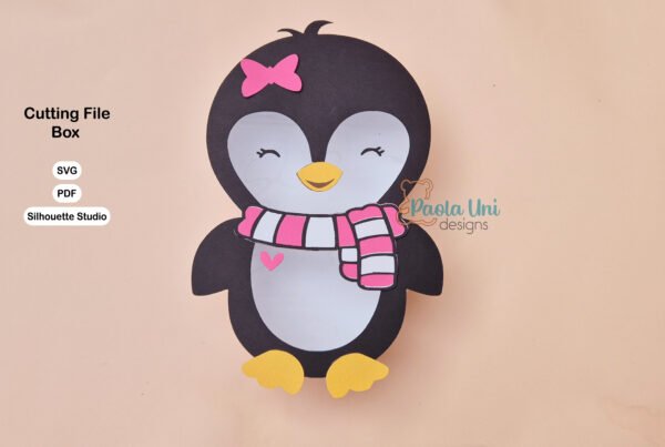 Archivo para recortar y armar caja en forma de Pingüino - Imagen 2