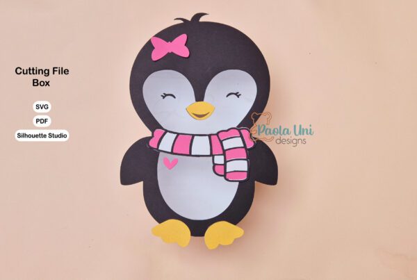 Archivo para recortar y armar caja en forma de Pingüino