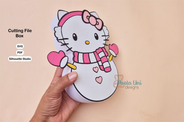 Archivo para recortar y armar caja en forma de Muñeco de nieve