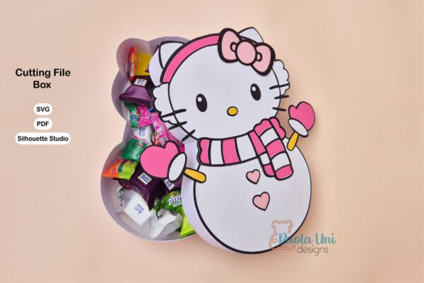 Archivo para recortar y armar caja en forma de Muñeco de nieve