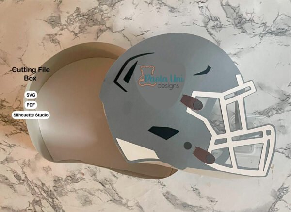 Archivo para recortar y armar caja en forma de casco de futbol Americano - Imagen 3