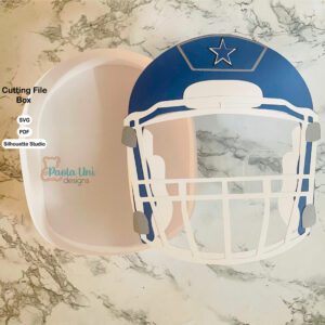 Archivo para recortar y armar caja en forma de casco de futbol Americano