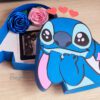Archivo para recortar con cricut, tijera, cameo u otros plotter y armar caja en forma de stitch San Valentin