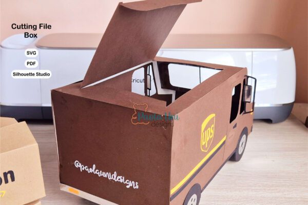 Archivo para cortar y armar caja en forma de camion UPS