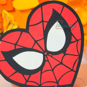 Archivo a recortar y armar caja en forma de corazón Spiderman