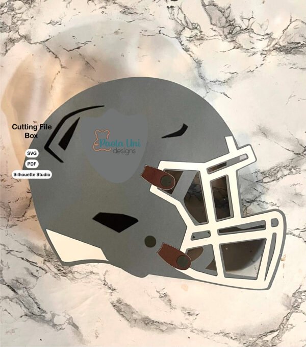Archivo para recortar y armar caja en forma de casco de futbol Americano - Imagen 2
