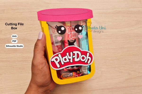 Archivo para cortar y armar caja en forma de Play Doh