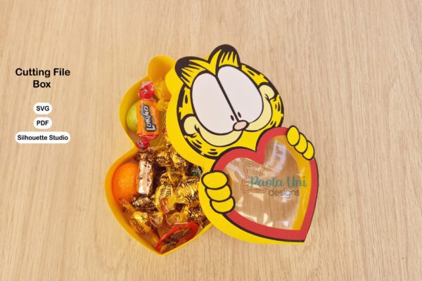 Archivo para recortar y armar caja en forma de gato garfield