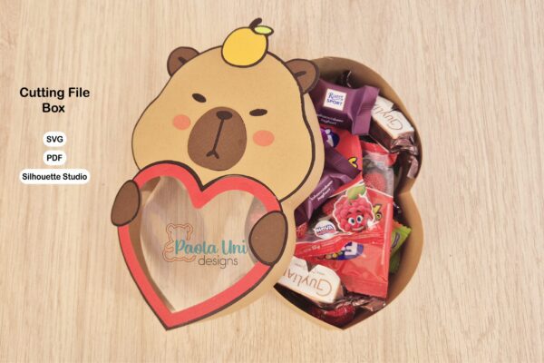 Archivo para recortar y armar caja en forma de capibara pdf, svg, studio