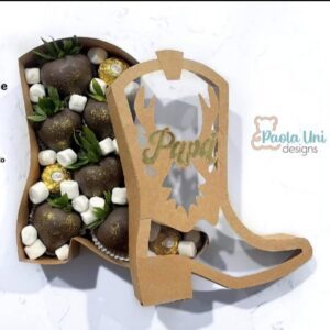 Price en dolares, archivo para cortar y armar caja en forma de bota vaquera