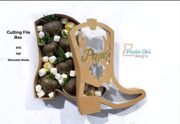 Archivo para cortar y armar caja en forma de bota vaquera