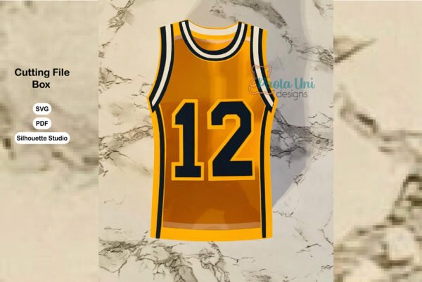 Archivo para recortar y armar caja en forma de camiseta de basketball con soporte de chocolates - Imagen 2
