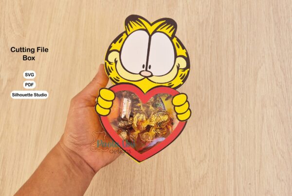 Archivo para recortar y armar caja en forma de gato garfield