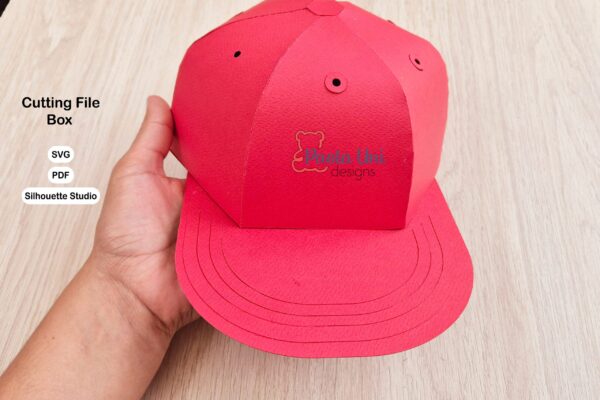 Archivo para recortar y armar caja en forma de gorra con soporte de chocolates SVG, studio Pdf