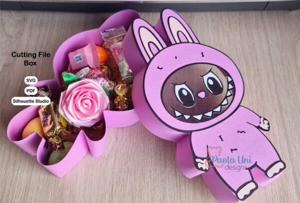 Archivo para recortar y armar caja en forma de Labubu nivel experto