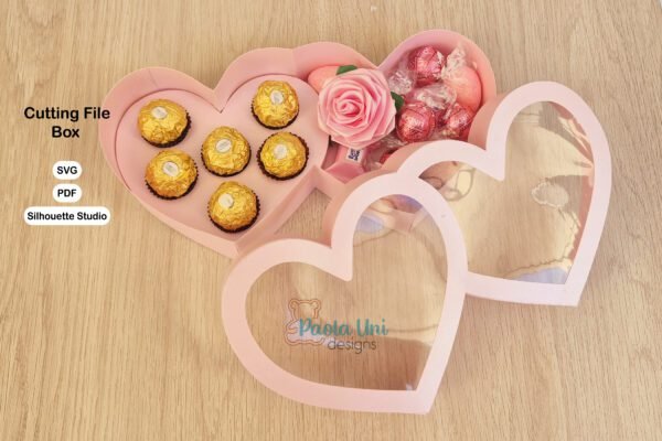 Archivo para recortar y armar caja en forma de corazón - Imagen 2