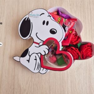Archivo para recortar y armar caja en forma de snoopy cricut svg, pdf, studio instrucciones en ingles y español