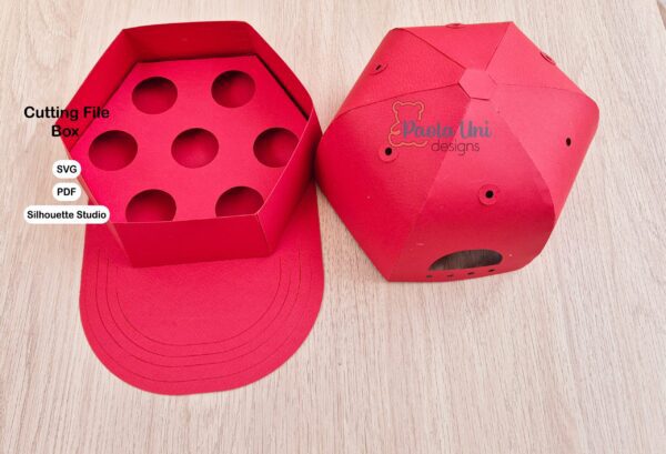 Archivo para recortar y armar caja en forma de gorra con soporte de chocolates SVG, studio Pdf