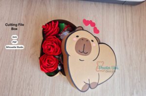 Archivos para recortar y armar caja en forma de capybara, recorta a mano en pdf, con cricut, cameo, tutorial en tiktok
