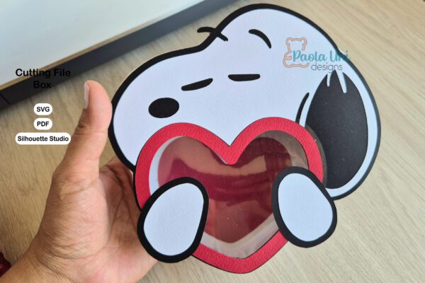 Archivo para cortar y armar caja en forma de snoopy