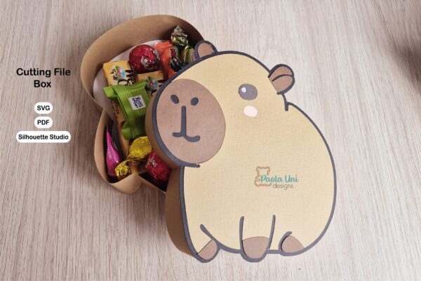 Archivo digital para recortar y armar caja en forma de Capybara gratis por tiempo limitado