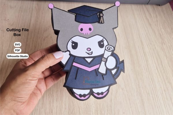 Archivo para recortar y armar caja en forma de Kuromi grado - Imagen 3