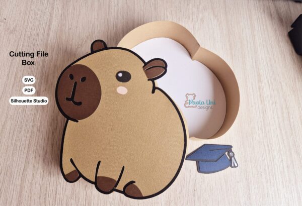 Archivo digital para recortar y armar caja en forma de Capybara gratis por tiempo limitado