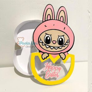 Archivo para cortar y armar caja en forma de Labubu pascua